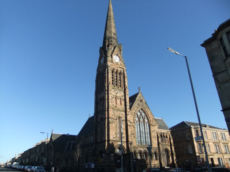Pollokshields Established Church, built at the corner of Shields Road and Albert Drive in 1878