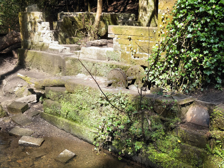 Surviving axle of old mill wheel at pump House, Rouken Glen, 2015