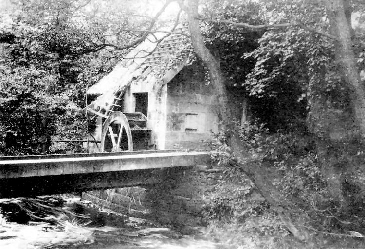 Old mill wheel and footbridge at pump House Rouken Glen, 1910