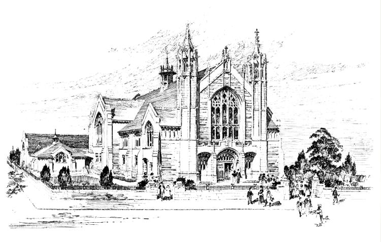 Presentation drawing of Shawlands United Free Church, 1901