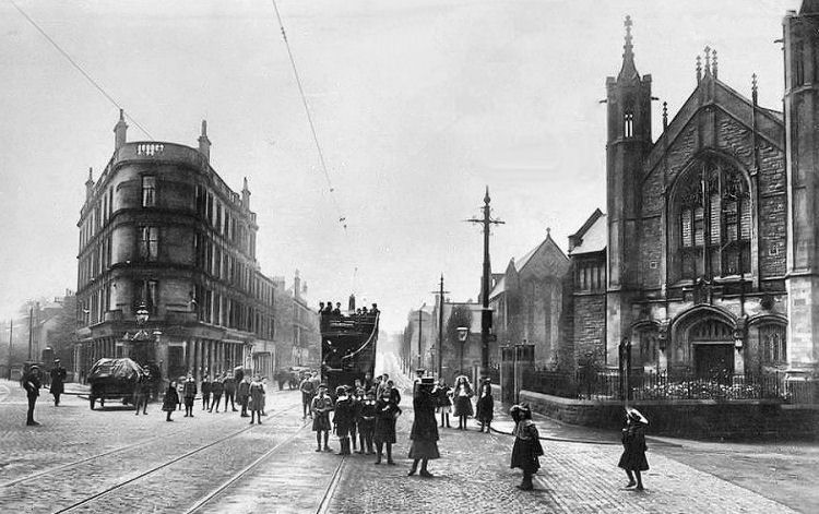 Early 20th century view of churches at Shawlands Cross