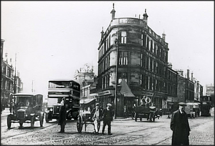 Various forms of transport at Shawlands Cross c.1930