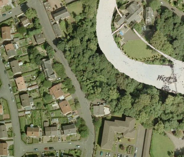 Aerial view of Snuff Mill, Cathcart