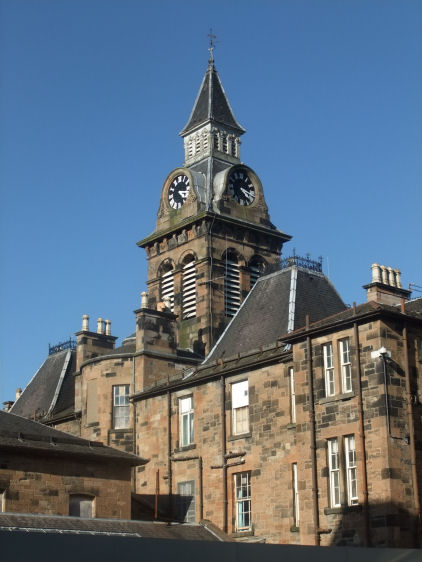 Clock tower at Southern General Hospital