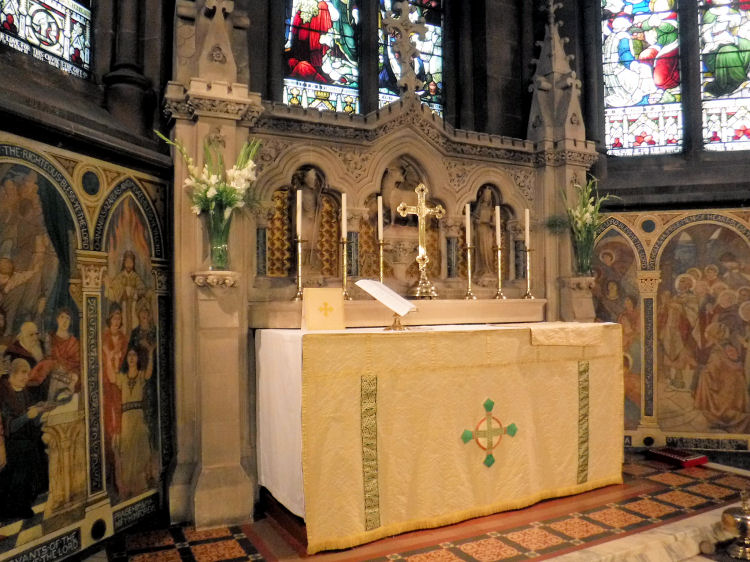 Altar and decorative panels  at St Ninian's Episcopal Church, Pollokshields