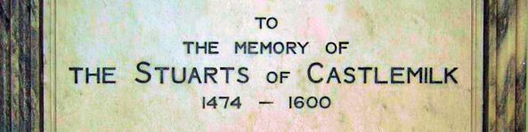 Plaque from Carmunnock Parish Church dedicated to the Stuarts of Castlemilk 1474-1600