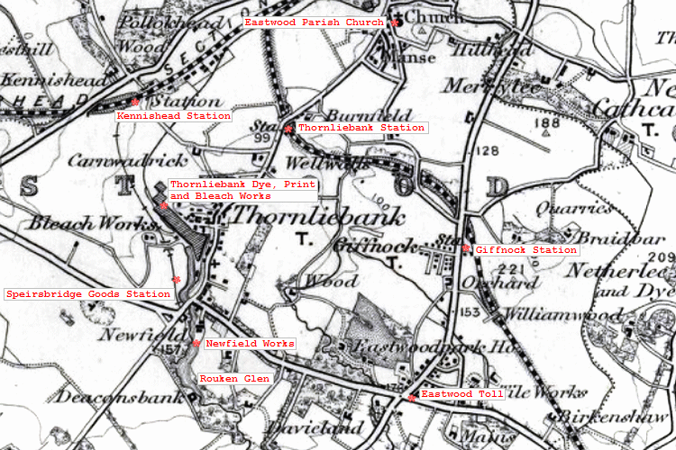 Map of  Thornliebank & surrounding area, 1898