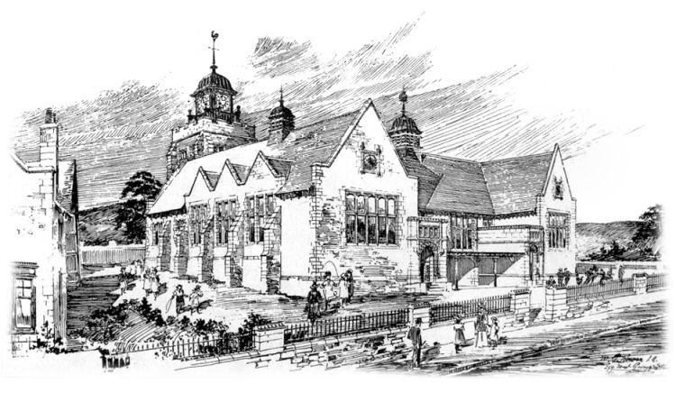 Exhibition drawing of Thornliebank Public School, 1897