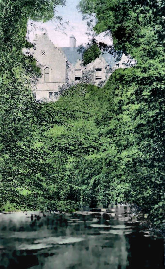 Rear view of Thornliebank House sitting high above Auldhouse Burn