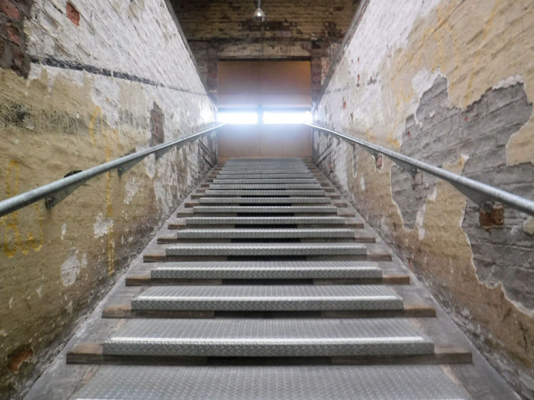 Equestrian staircase at former Copelawhill tram depot, Pollokshields