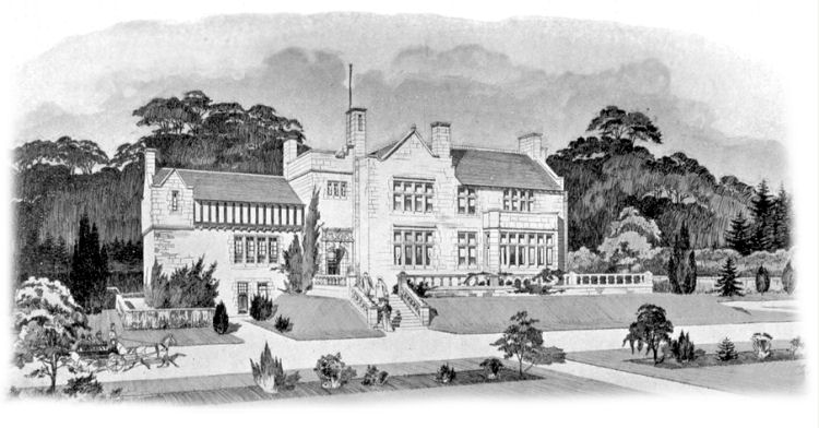 Exhibition drawing of Whitecraigs House, 1898