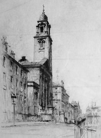 Etching of St Aloysius Church, Glasgow 