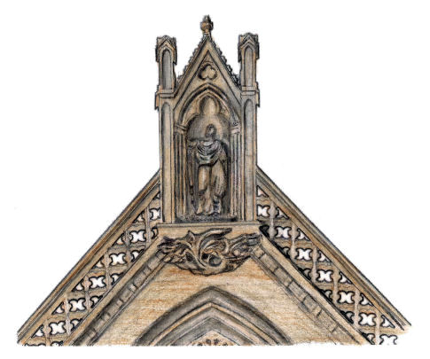 Drawing of statue above St Andrew's Cathedral, Glasgow
