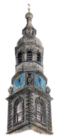 Drawing of the tower of St Andrew's in the Square, Glasgow