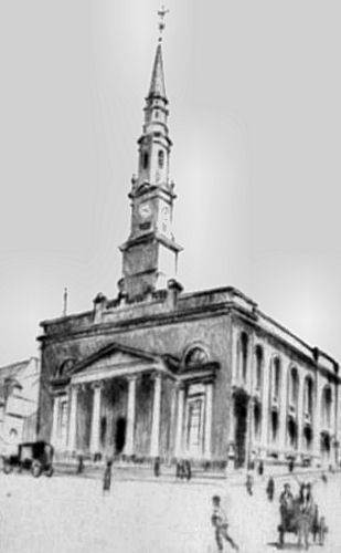 Pencil sketch of St Enoch's Church, Glasgow