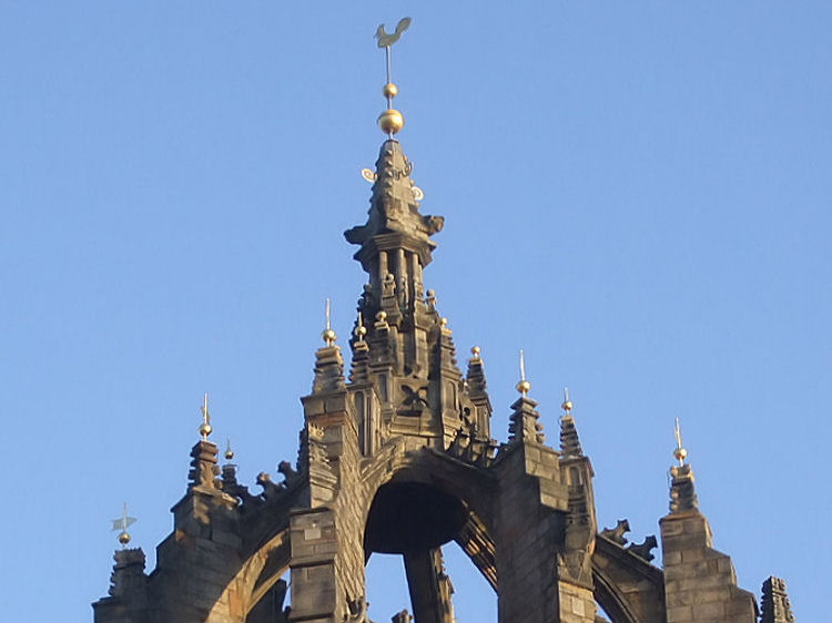 Golden ornamentation on the crown spire of St Giles Cathedral