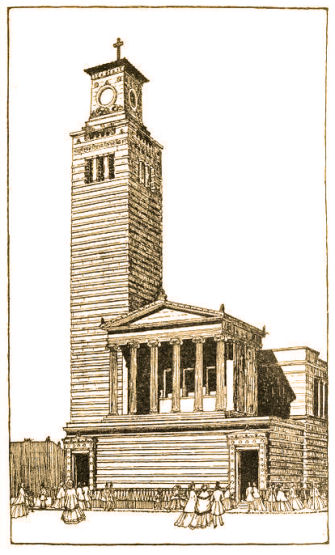 Sketch of newly opened Caledonia Road Church, 1857