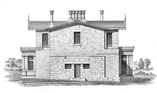 Side elevation of Double Villa, Langside