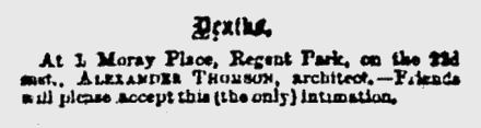 Alexander Thomson's death notice