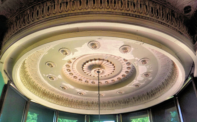 Ceiling rose over bay window at Holmwood House