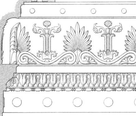 Architect's drawing of cornice in Dining Room at Holmwood House