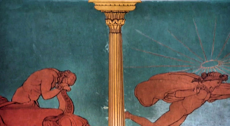 Detail of gilded column on frieze at Holmwood House