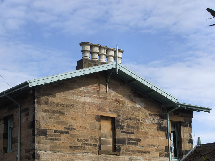 Chimneys at gable of Maria Villa