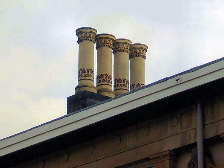 Decorated chimney pots at Millbrae Crescent