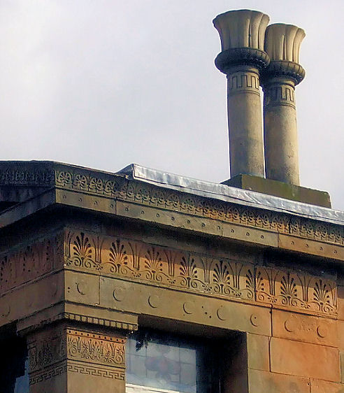 Decorated chimney pots at Moray Place