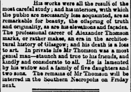  Extract from Alexander Thomson's obituary