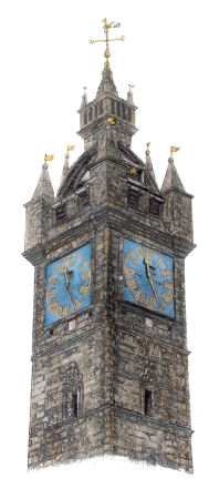 Drawing of the tower of Tolbooth, Glasgow