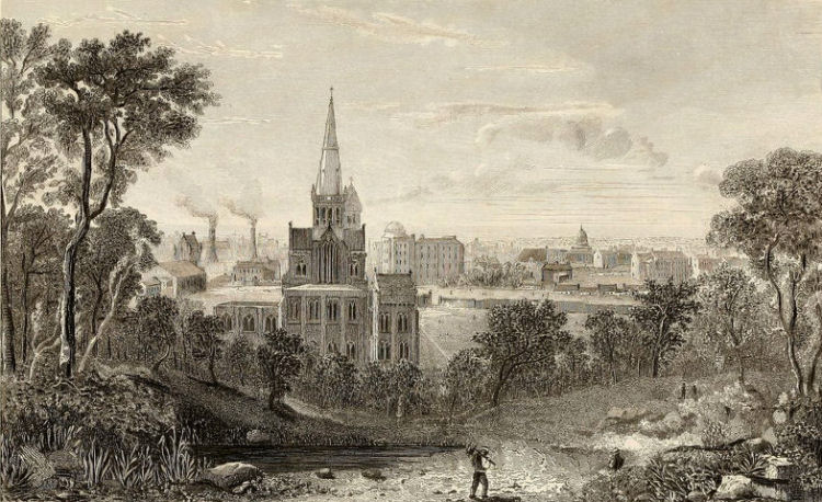 View of Townhead and Glasgow Cathedral from Craigpark, 1838