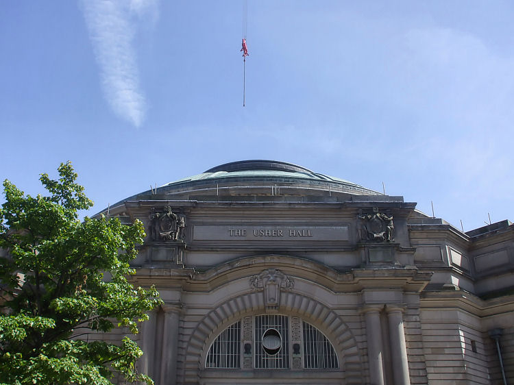 Usher Hall with contractor's hook above