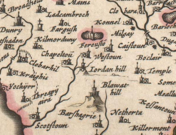 Map from 1684 showing area around Anniesland