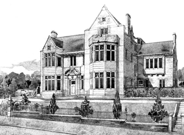 Exhibition drawing of Kiloran House , Hatfield Drive, 1906
