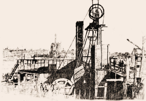 Etching from 1892 showing Anniesland Pits