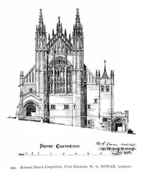 W.G. Rowans's unsuccessful competition entry for Belmont Church
