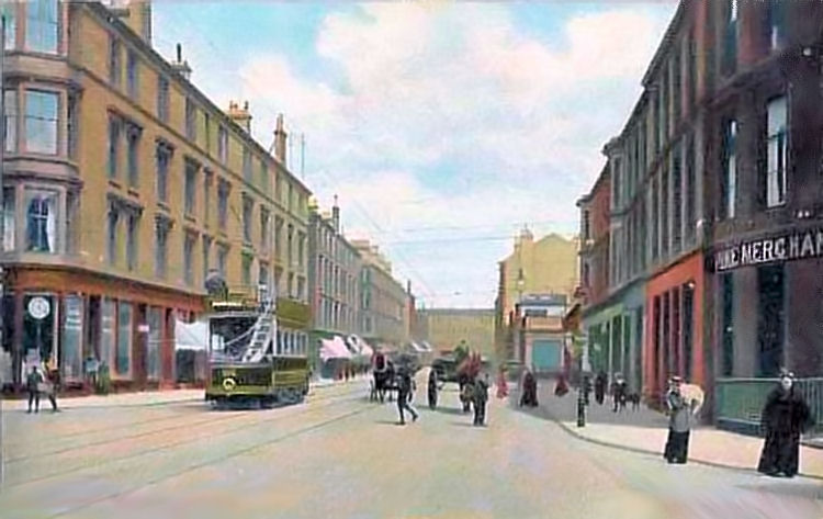 Turn of the century street scene at Byres Road
