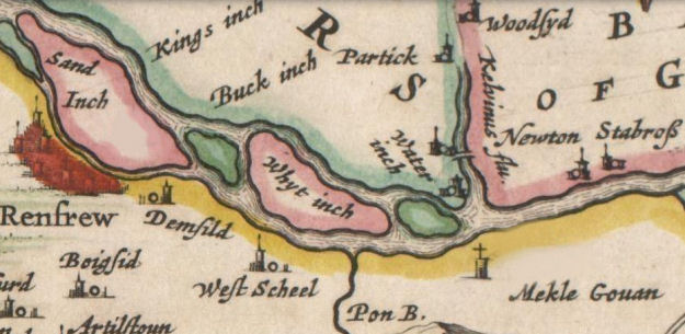 Islands or inches in River Clyde at Partick