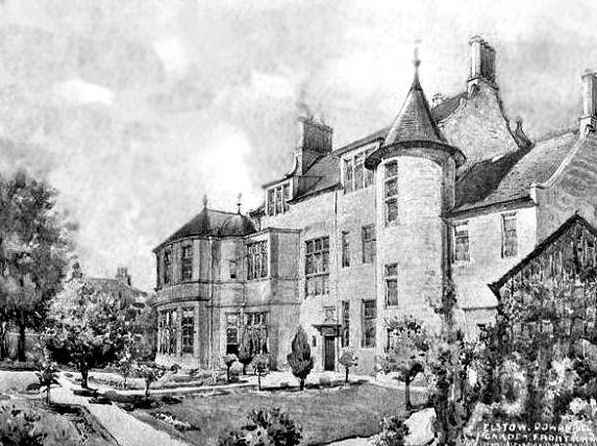 Exhibition drawing of rear of Elstow, Dowanhill, 1900
