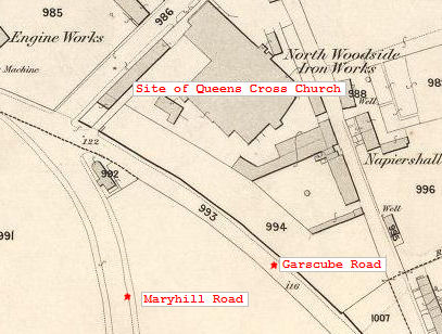 1858 map showing North Woodside Ironworks on site of Queens Cross Church
