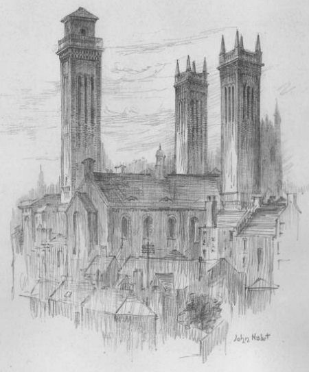 Sketch of towers of Trinity College