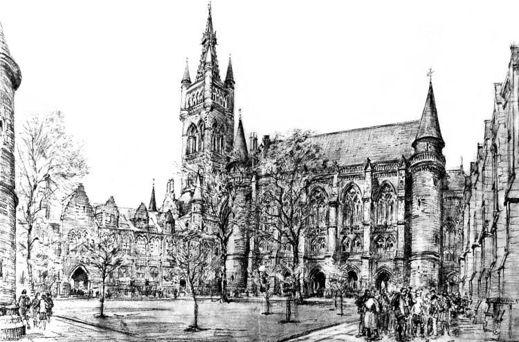 Sketch of East Quadrangle at Glasgow University
