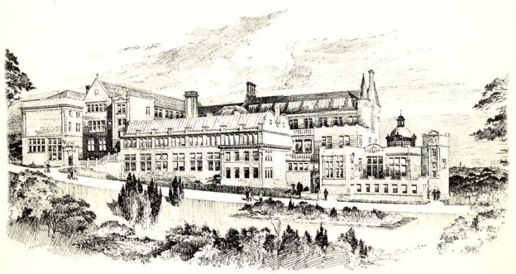Sketch of East Quadrangle at Glasgow University
