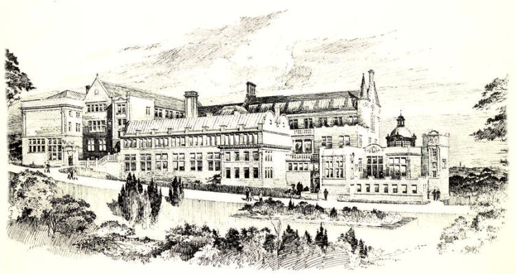 Sketch of East Quadrangle at Glasgow University
