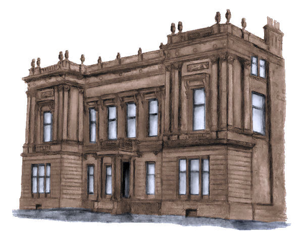 Drawing of Hillhead Burgh Hall by Gerald Blaikie