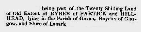 Extract referring to Lands of the Byres of Partick and Hillhead