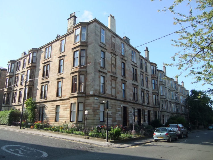 Tenement block built on the site of Hillhead House