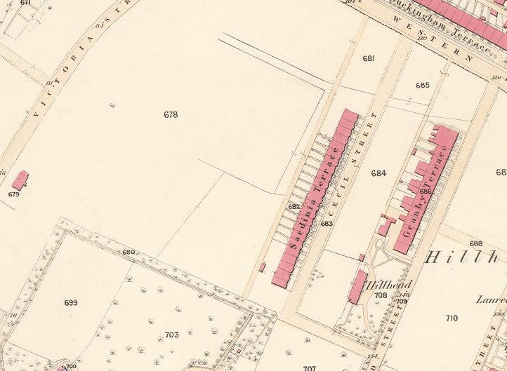 Map from 1858 showing Hillhead House