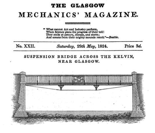 Suspension bridge across River Kelvin, 1822